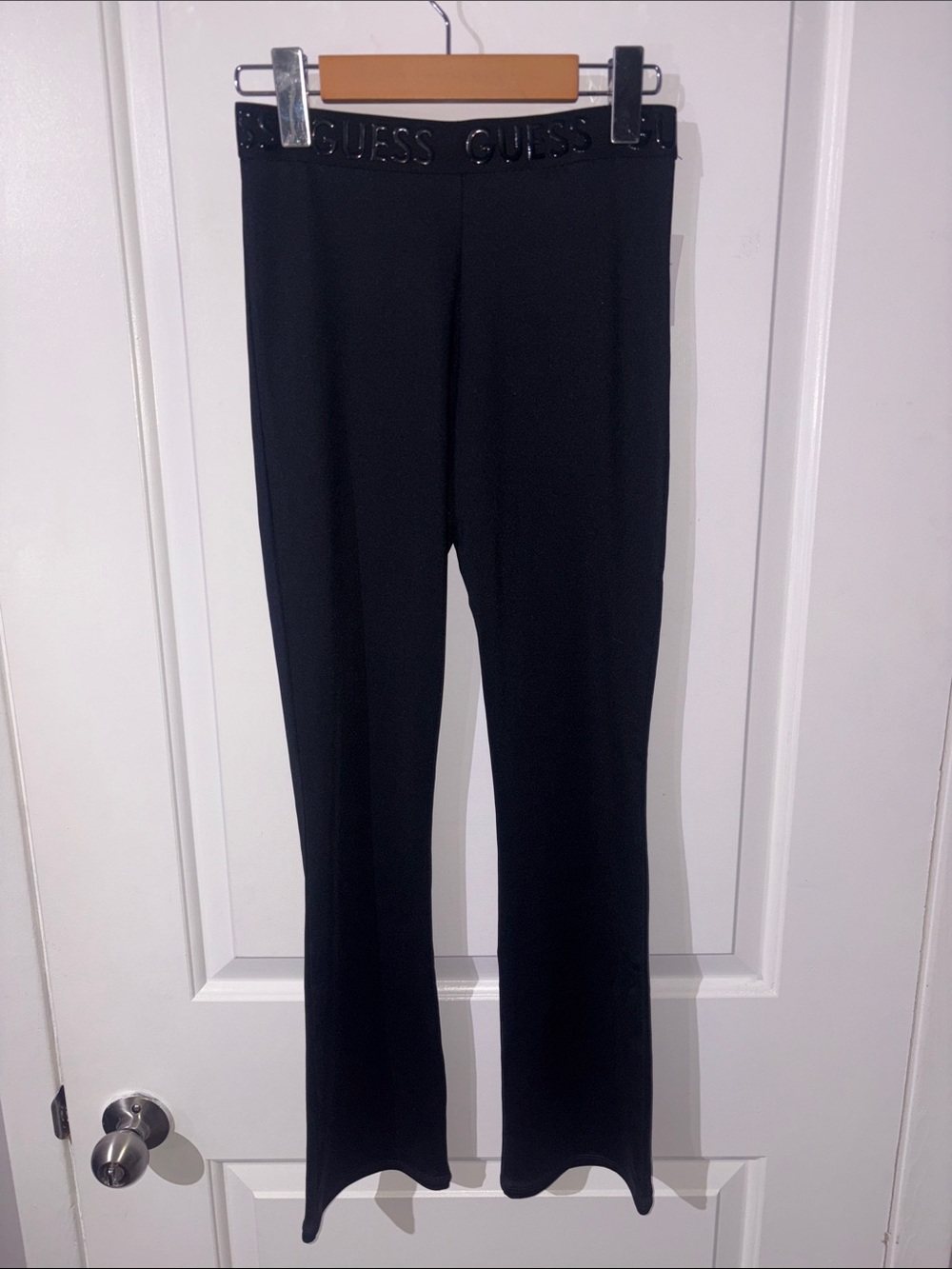 GUESS Black Logo Waist Flare Yoga Pants